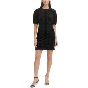 NWT Tommy Hilfiger Womens Burnout Velvet Plaid Dress A1IK2KLA Black 6
